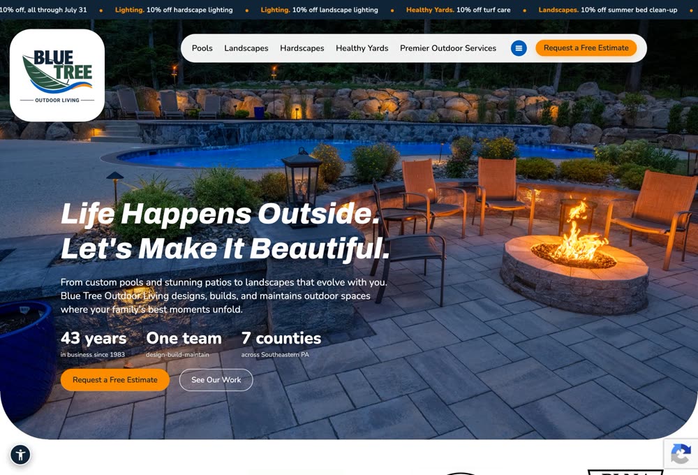 The new Blue Tree website homepage.