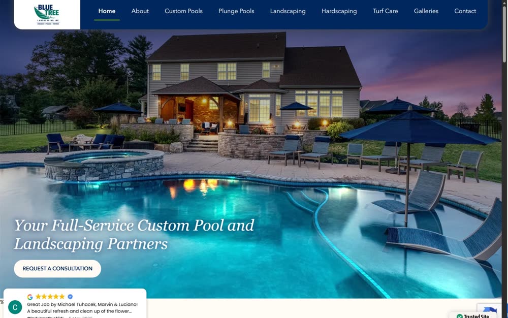 The old Blue Tree website homepage.